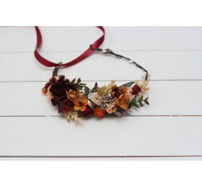 Rust burgundy cinnamon flower crown #2. Hair wreath. Flower girl crown. Wedding flowers. 0044 EU UK