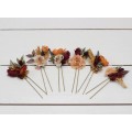  Set of 6 hair pins in rust burgundy cinnamon color scheme. Hair accessories. Flower accessories for wedding.  0044 EU UK