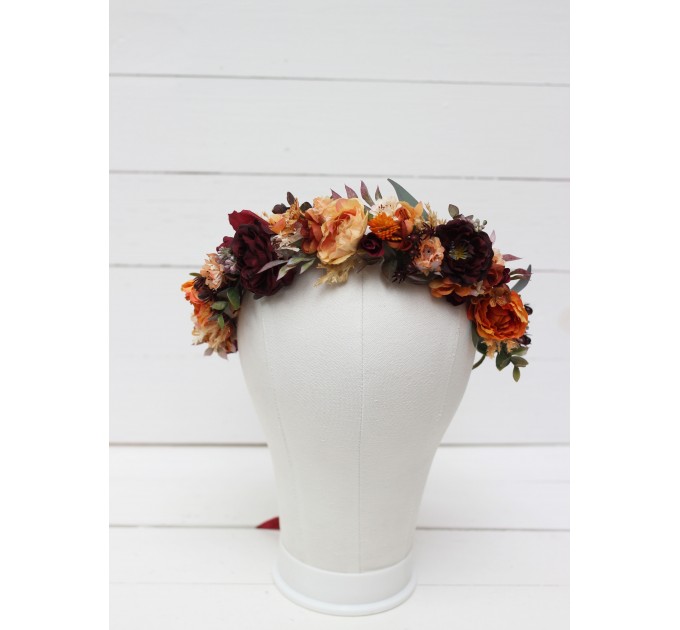 Rust burgundy cinnamon flower crown. #1 Hair wreath. Flower girl crown. Wedding flowers. 0044 EU UK