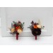  Wedding boutonnieres and wrist corsage  in rust burgundy cinnamon color theme. Flower accessories. 0044 EU UK