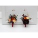 Wedding boutonnieres and wrist corsage in rust burgundy cinnamon color theme. Flower accessories. 0044 EU UK