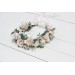 Beige white blush pink flower crown. Hair wreath. Flower girl crown. Wedding flowers. 0028