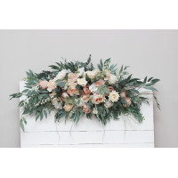  Flower arch arrangement in beige white blush pink colors.  Arbor flowers. Floral archway. Faux flowers for wedding arch. 0028-1