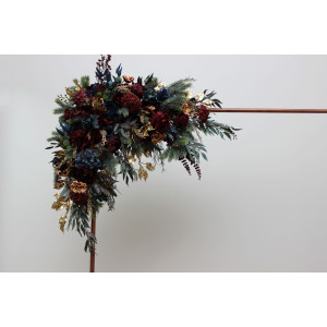 Flower arch arrangement in burgundy navy blue gold colors.  Arbor flowers. Floral archway. Faux flowers for wedding arch. 0031