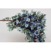  Flower arch arrangement in navy blue dusty blue burgundy sage green colors.  Arbor flowers. Floral archway. Faux flowers for wedding arch. 5332