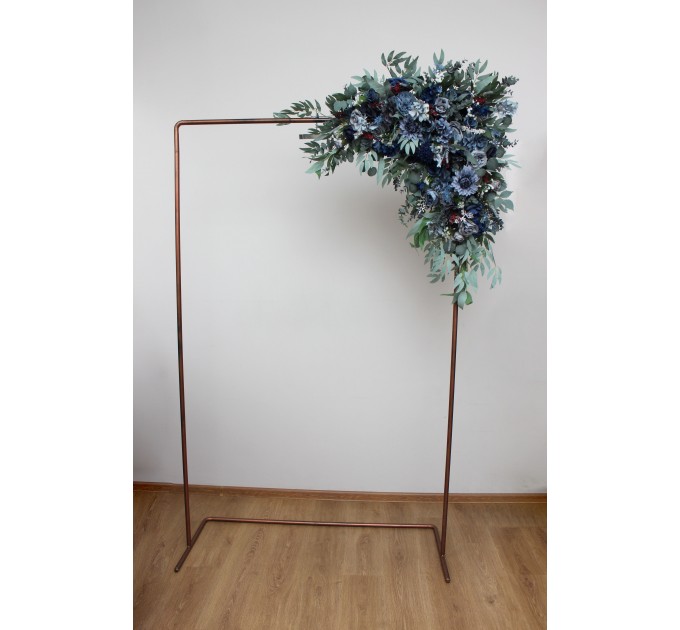  Flower arch arrangement in navy blue dusty blue burgundy sage green colors.  Arbor flowers. Floral archway. Faux flowers for wedding arch. 5332