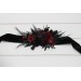 Black and burgundy flower belt for wedding. Floral sash. Bridal belt. Flower girl belt. 5325