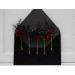  Set of  5 bobby pins in black-burgundy color scheme. Hair accessories. Flower accessories for wedding.  5325