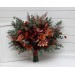 Bouquets in burgundy dusty rose terracotta rust color theme. Bridal bouquet. Faux bouquet. Bridesmaid bouquet. 5294