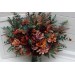 Bouquets in burgundy dusty rose terracotta rust color theme. Bridal bouquet. Faux bouquet. Bridesmaid bouquet. 5294