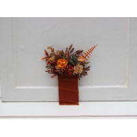 Terracotta rust orange pocket flowers. Pocket boutonniere. Flower accessories. Square flowers. 5331