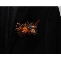 Terracotta rust orange pocket flowers. Pocket boutonniere. Flower accessories. Square flowers. 5331