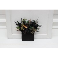 Pocket boutonniere in black gold green color scheme. Flower accessories. Pocket flowers. Square flowers. 5333