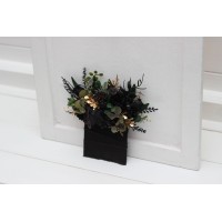 Pocket boutonniere in black gold green color scheme. Flower accessories. Pocket flowers. Square flowers. 5333