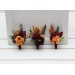 Wedding boutonnieres and wrist corsage  in rust burgundy cinnamon orange color theme. Flower accessories. 0033