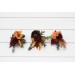 Wedding boutonnieres and wrist corsage  in rust burgundy cinnamon orange color theme. Flower accessories. 0033