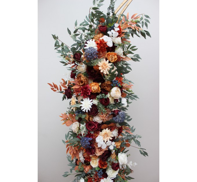  Flower arch arrangement in rust burgundy  ivory colors.  Arbor flowers. Floral archway. Faux flowers for wedding arch. 0007