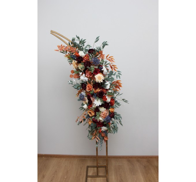  Flower arch arrangement in rust burgundy  ivory colors.  Arbor flowers. Floral archway. Faux flowers for wedding arch. 0007