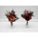 Mini bouquets for vases in red burgundy orange color scheme. Flowers for wedding decor. Table flowers. Centerpiece. 5077