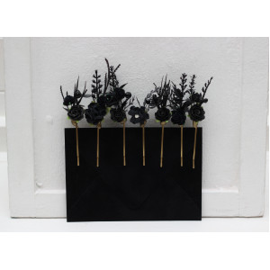  Set of 7 black hair pins. Flower hair pins. Hair accessories. Flower accessories for wedding.  Bridesmaid gift.  Halloween wedding. Gothic wedding. 5336