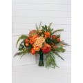 Bouquets in orange green color theme. Bridal bouquet. Faux bouquet. Bridesmaid bouquet. 5337