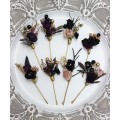 Set of 8 hair pins in deep purple black gold beige color scheme. Hair accessories. Flower accessories for wedding. BLACK EU UK