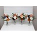 Mini bouquets for vases in rust navy blue ivory color scheme. Flowers for wedding decor. Table flowers. Centerpiece. 0007