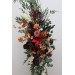  Flower arch arrangement in burgundy burnt orange colors.  Arbor flowers. Floral archway. Faux flowers for wedding arch. 5160