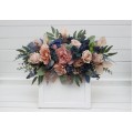  Flower arch arrangement in navy blue dusty rose colors.  Arbor flowers. Floral archway. Faux flowers for wedding arch. 5245