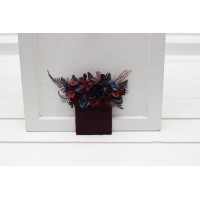 Pocket boutonniere in burgundy purple navy blue color scheme. Flower accessories. Pocket flowers. Square flowers. 5338