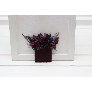 Pocket boutonniere in burgundy purple navy blue color scheme. Flower accessories. Pocket flowers. Square flowers. 5338