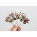  Set of 5 hair pins in  dusty rose purple pink color scheme. Hair accessories. Flower accessories for wedding. 0004 EU UK