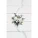  Wedding boutonnieres and wrist corsage  in white sky blue color scheme. Flower accessories. 5253