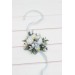  Wedding boutonnieres and wrist corsage  in white sky blue color scheme. Flower accessories. 5253