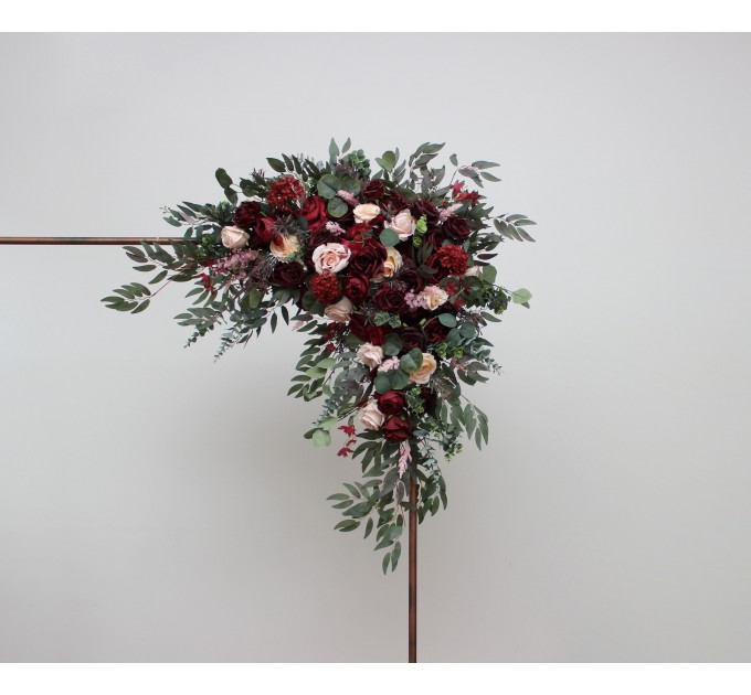  Flower arch arrangement in burgundy blush pink colors.  Arbor flowers. Floral archway. Faux flowers for wedding arch. 5080