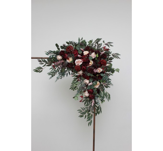  Flower arch arrangement in burgundy blush pink colors.  Arbor flowers. Floral archway. Faux flowers for wedding arch. 5080