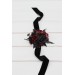  Wedding boutonnieres and wrist corsage  in black and burgundy color scheme. Flower accessories. Pocket boutonniere. 5325