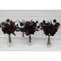 Mini bouquets for vases in black burgundy color scheme. Flowers for wedding decor. Table flowers. Centerpiece. 5325