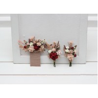  Wedding boutonnieres  in blush pink burgundy color scheme. Flower accessories. Pocket boutonniere. Square flowers. Rustic wedding. 5342