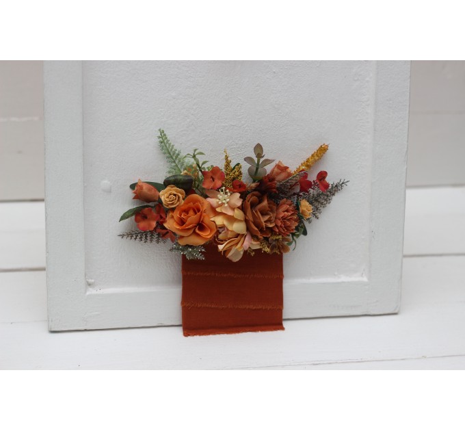 Pocket boutonniere in orange rust color scheme. Flower accessories.0057 EU UK