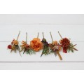  Set of  6 bobby pins in orange rust color scheme. Hair accessories. Flower accessories for wedding.  0057 EU UK