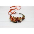 Orange rust flower crown. Hair wreath. Flower girl crown. Wedding flowers. 0057 EU UK