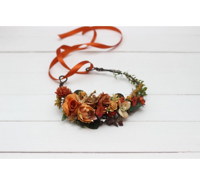 Orange rust flower crown. Hair wreath. Flower girl crown. Wedding flowers. 0057 EU UK