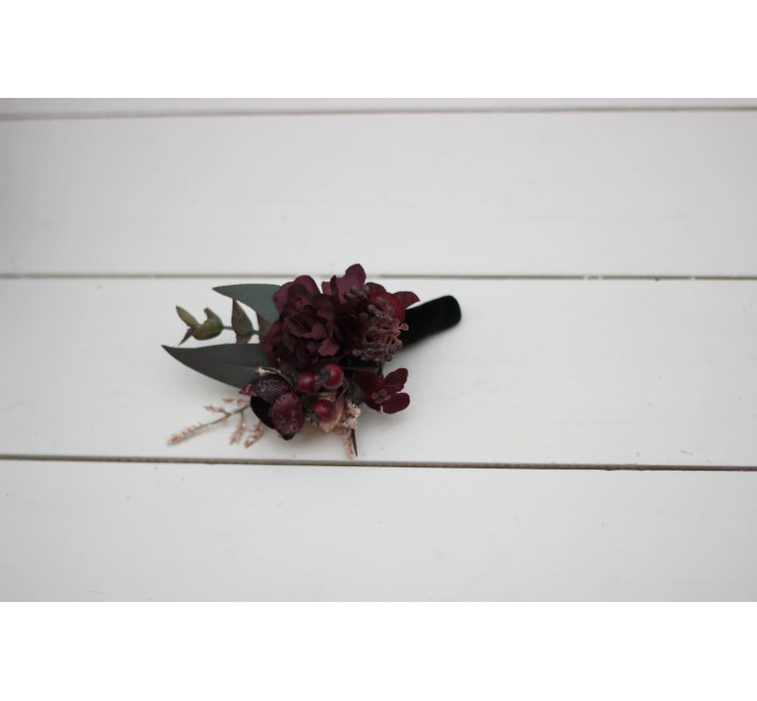  Wedding boutonniere   in purple burgundy beige black color scheme. Flower accessories. 0072 EU UK