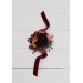 Wedding boutonnieres and wrist corsage in rust orange burgundy navy blue color theme. Flower accessories. 0043 EU UK