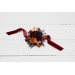 Wedding boutonnieres and wrist corsage in rust orange burgundy navy blue color theme. Flower accessories. 0043 EU UK