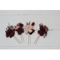  Set of 4 hair pins in  purple burgundy beige black  color scheme. Hair accessories. Flower accessories for wedding.  0072 EU UK