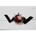 Wrist corsage in purple burgundy beige black color scheme. Flower accessories. 0072 EU UK