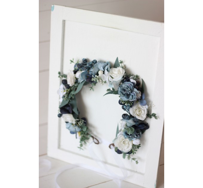 Dusty blue navy blue white flower crown. Hair wreath. Flower girl crown. Wedding flowers. VERA EU UK