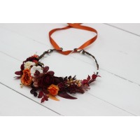 Rust burgundy white flower crown. Hair wreath. Flower girl crown. Wedding flowers. 5124 EU UK